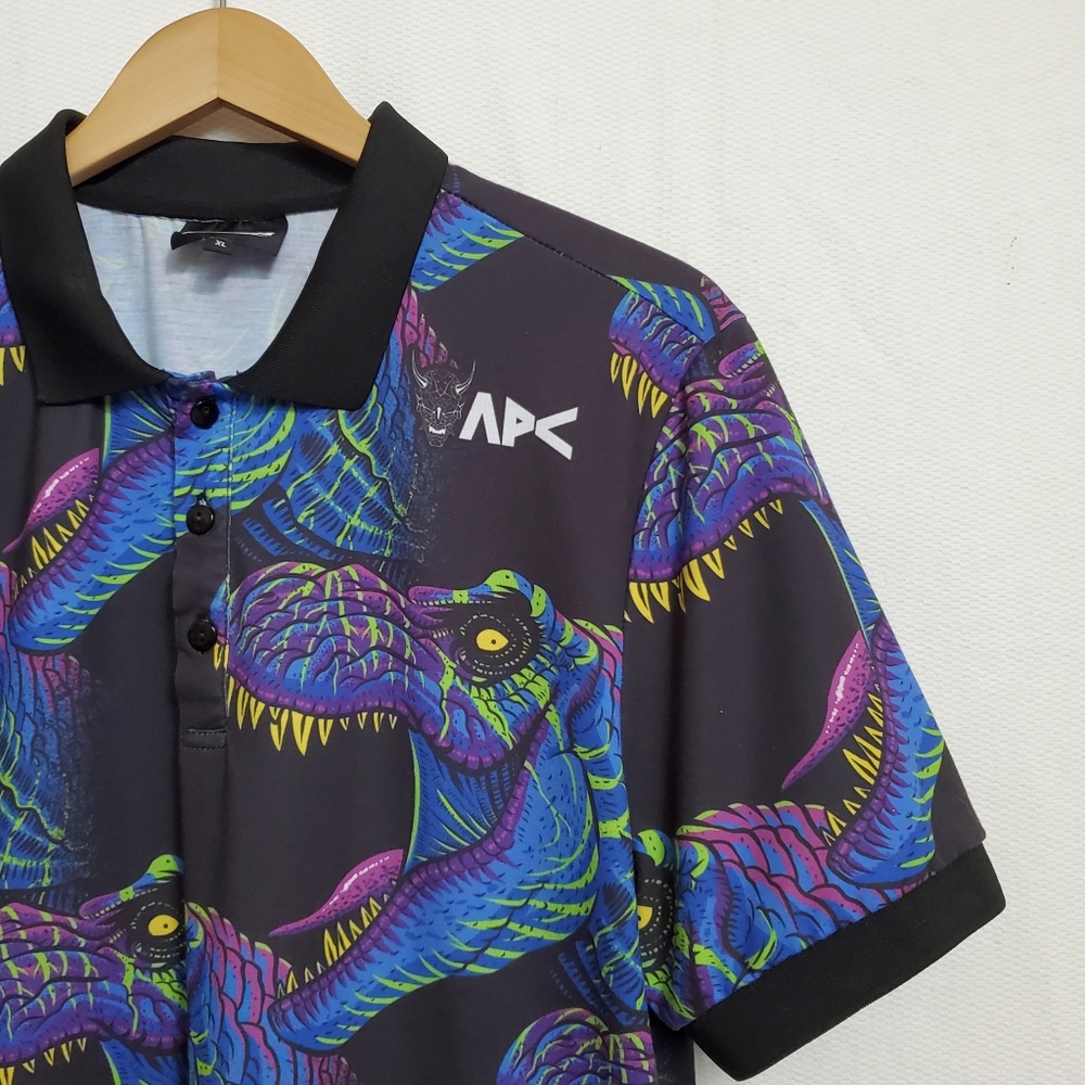 Fresh Hoods Rex Print Polo Shirt Mens XL